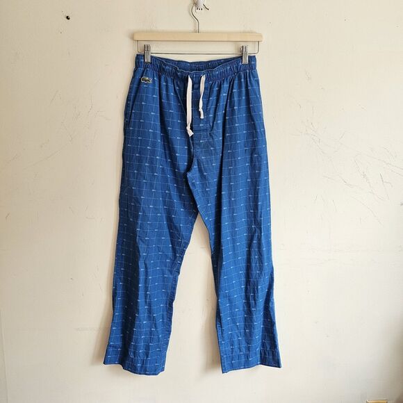 Lacoste Men's 100% Cotton Pajama Bottoms Royal Blue Size S - Excellent Used - Picture 1 of 6